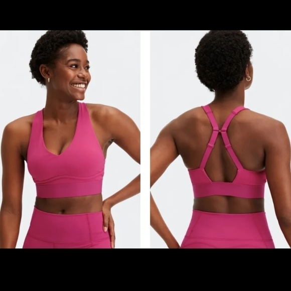 Fabletics All Day Every Day V-Neck Adjustable Strap Sports Bra XS Women Pink - Picture 1 of 11